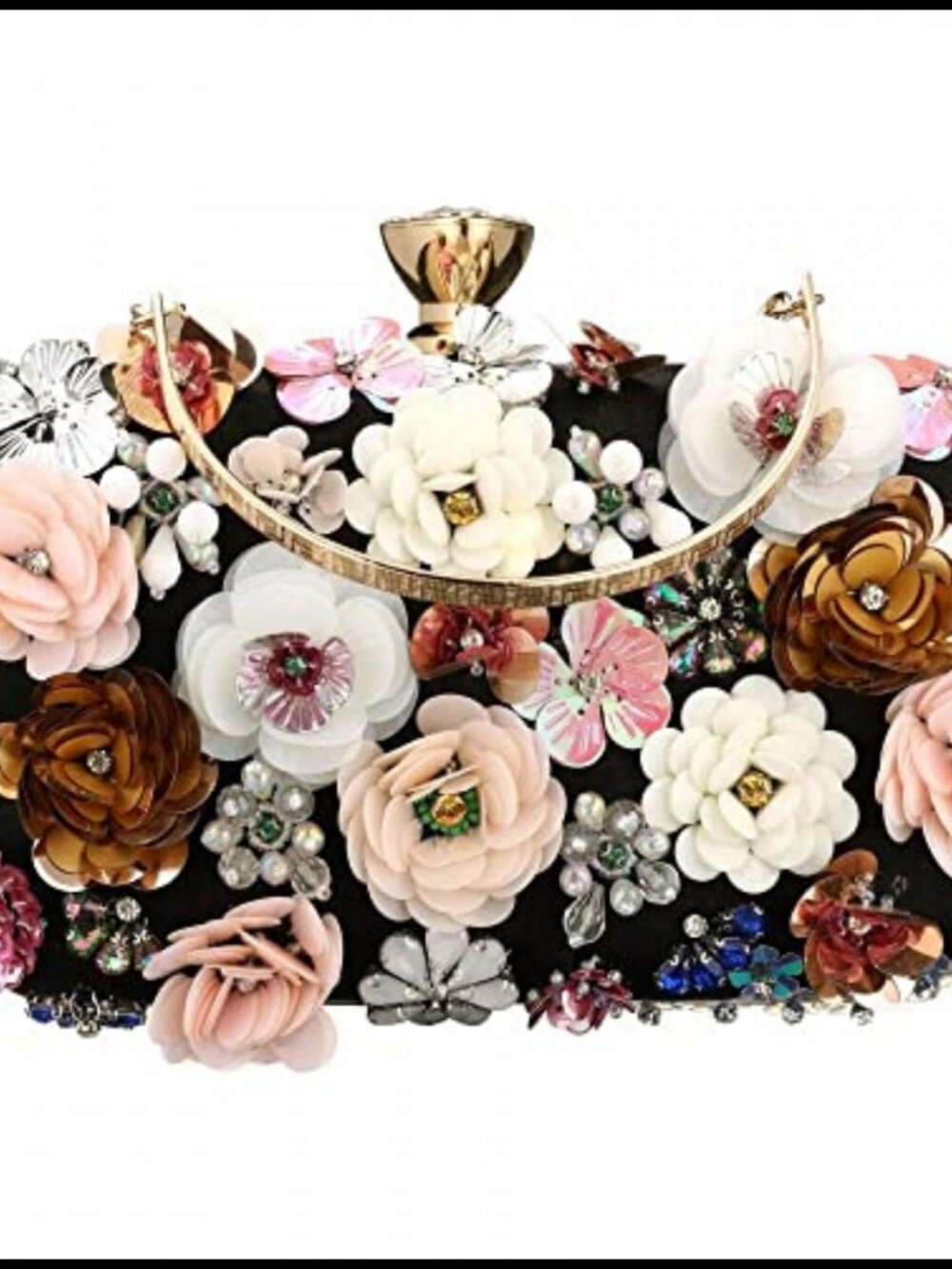 PU Leather Floral Beaded Clutch Purse for Women Wedding Crossbody Bag